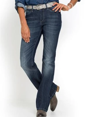 Wygodne dżinsy ze stretchem o kroju bootcut, high waist BonPrix niebieski