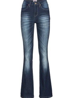Wygodne dżinsy ze stretchem o kroju bootcut, high waist BonPrix niebieski