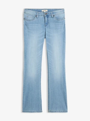 Wygodne dżinsy ze stretchem o kroju bootcut, mid waist BonPrix niebieski