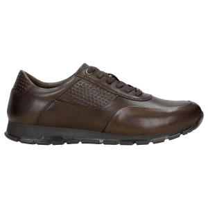 Ciemnobrązowe sneakersy męskie ze skóry licowej 9078-52 Wojas