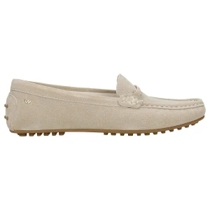 Beżowe mokasyny car shoes z dwoiny welurowej 46210-64 Wojas