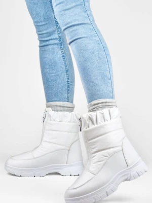 Wygodne ocieplane buty damskie białe śniegowce wodoodporne Merg