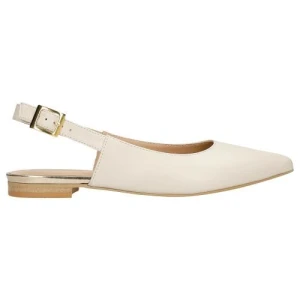 Beżowe skórzane baleriny z odkryta pięta i noskiem w szpic 44023-54 Wojas