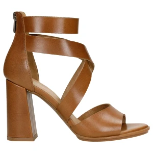 Sandały damskie na slupku w kolorze brązowym 76050-53 Wojas