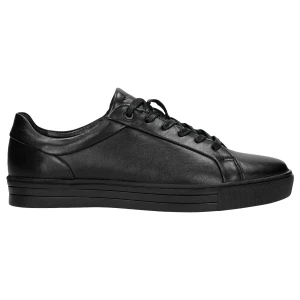 Czarne skórzane trampki damskie 46019-51 Wojas