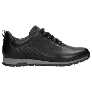 Czarne sneakersy męskie ze skóry licowej 10039-51 Wojas