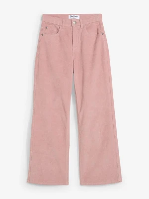 Wygodne spodnie sztruksowe, loose fit BonPrix różowy