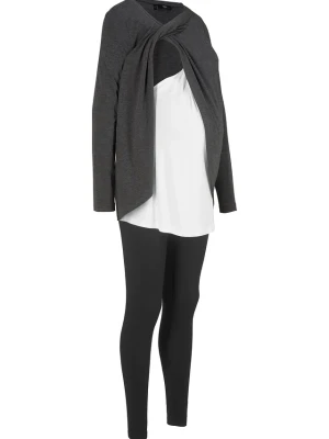 Wygodny zestaw z bluzką do karmienia i legginsami (komplet 2-cz.) BonPrix czarny