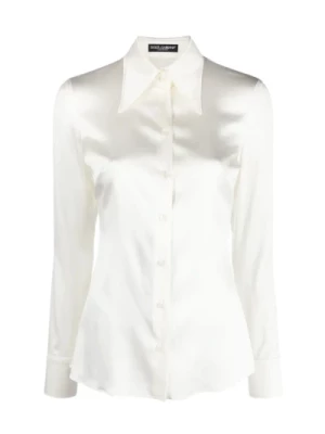 Wyjątkowa Biała Jedwabna Koszula Dolce & Gabbana