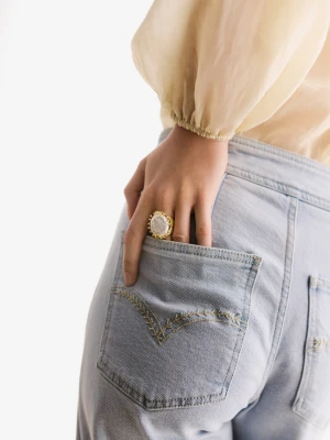 Wyjątkowy pierścionek z naturalną perłą TARANKO