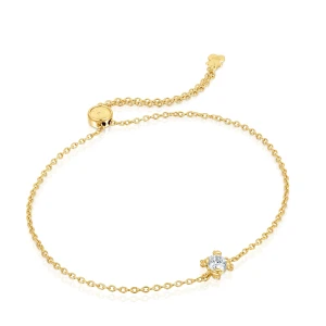 Wykonana Ze Srebra Pokrytego Złotem 18-Karatowym Bransoletka Łańcuszkowa Z Laboratoryjnie Hodowanym Diamentem Color Pills - Tous Rozmiar