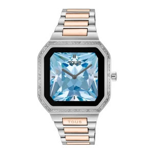 Wykonany Ze Stali W Kolorze Różowym, Wyposażony W Stalową Bransoletę I Ozdobiony Cyrkoniami Smartwatch B-Connect - Tous