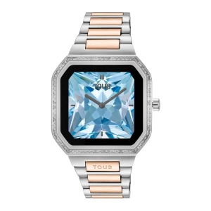 Wykonany Ze Stali W Kolorze Różowym, Wyposażony W Stalową Bransoletę I Ozdobiony Cyrkoniami Smartwatch B-Connect - Tous