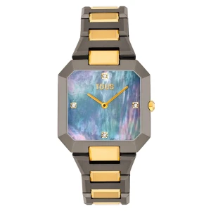 Wyposażony W Szarą Tarczę Z Masy Perłowej I Stalową Bransoletkę W Kolorach Czarnym I Złotym Analogowy Zegarek Karat - Tous