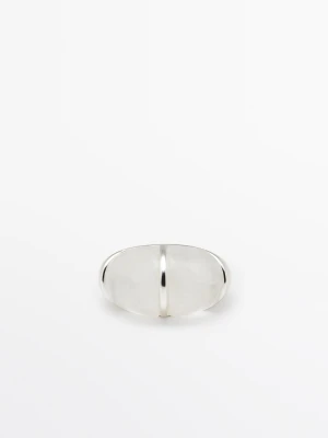 Wyrazisty Okrągły Pierścionek Z Kwarcem - Srebrny - Massimo Dutti - Female