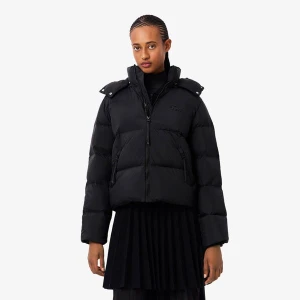 Wyściełana puchowa kurtka z logo i kapturem Lacoste