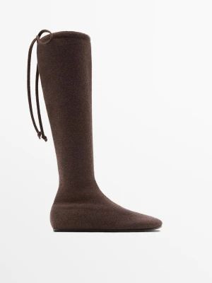 Wysokie Kozaki Z Kaszmiru - Brązowy - - Massimo Dutti - Kobieta
