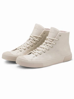 Wysokie męskie buty trampki z gumowym noskiem – kremowe V1 - Rozmiar: 46 Ombre Clothing