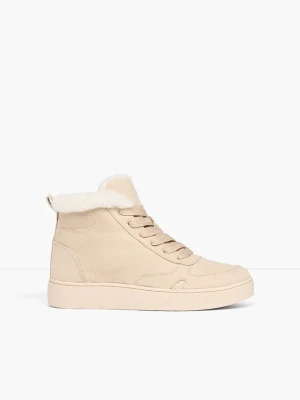 Wysokie, ocieplane sneakersy BonPrix beżowy