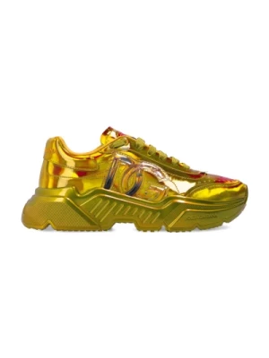 Wysokie Skórzane Sneakersy Żółte Fluorescencyjne Dolce & Gabbana