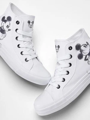 Wysokie sneakersy z motywem Myszki Miki z bawełnianej kanwy bonprix