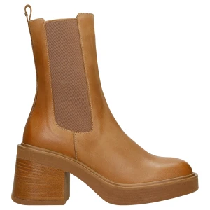 Jasnobrązowe sztyblety damskie na szerokim obcasie 55240-53 Wojas