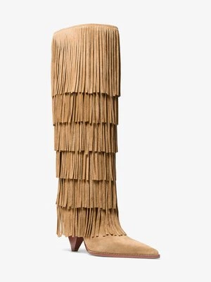 Wysokie zamszowe kozaki Jayla z frędzlami MICHAEL Michael Kors