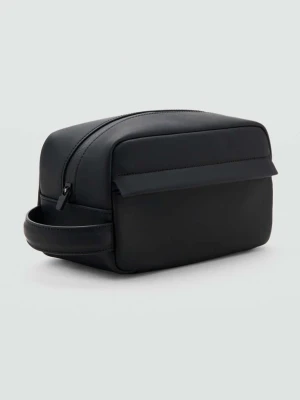 Wytłaczana kosmetyczka z suwakiem czarny - Mężczyzna - Rozmiar uniwersalny - MANGO MAN