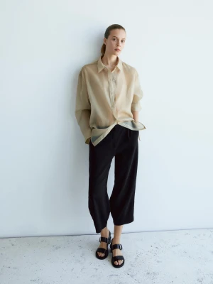 Wytłaczane Sandały Na Obcasie Z Efektem Krokodylej Skóry - Brązowy - - Massimo Dutti - Kobieta