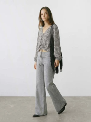 Wzorzysta bluzka antracytowy - Teen - - MANGO TEEN