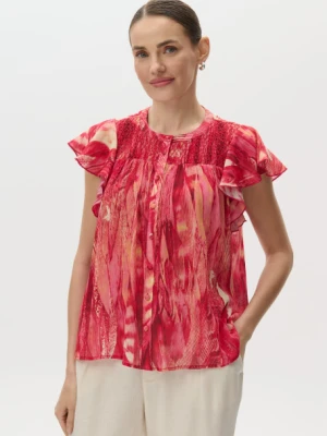 Wzorzysta bluzka z rękawami typu motylki Greenpoint