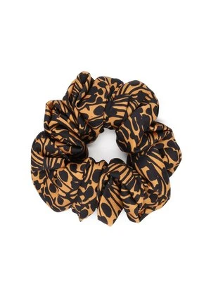 Wzorzysta brązowo-czarna gumka scrunchie Kazar