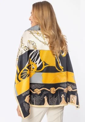 Wzorzysta chusta damska z jedwabiu czarno - złota Wittchen