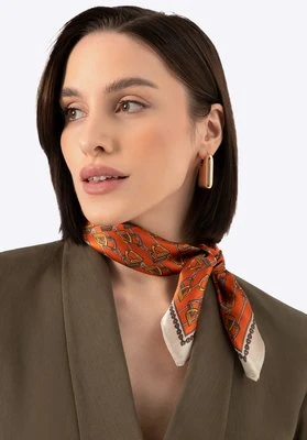 Wzorzysta damska apaszka z jedwabiu pomarańczowa Wittchen