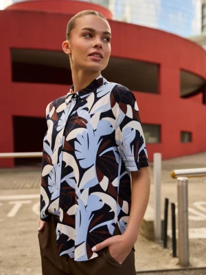 Wzorzysta koszula granatowa Moodo