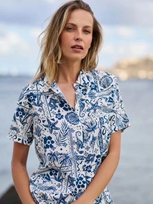 Wzorzysta koszula granatowa Moodo