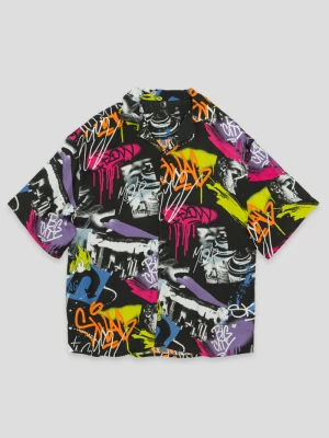 Wzorzysta koszula z krótkim rękawem GRAFFITI Reporter