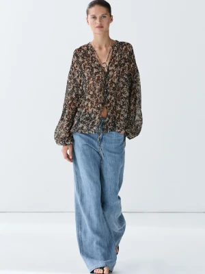 Wzorzysta Koszula Z Kwiatowym Motywem - Czarny - Massimo Dutti - Female