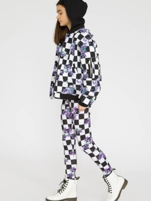 Wzorzysta kurtka przejściowa typu bomber z odpinanym kapturem Reporter