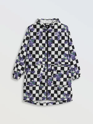 Wzorzysta parka z kieszeniami i kapturem szachownica dziewczęcy Reporter