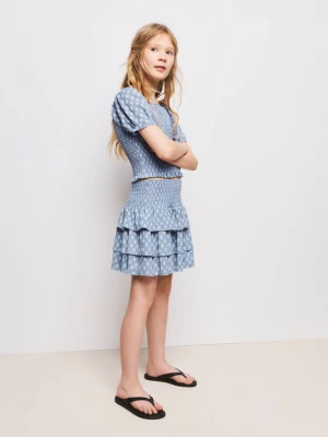 Wzorzysta spódnica z falbanami niebieski - Dzieci - lata - MANGO KIDS