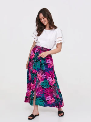 Wzorzysta spódnica z rozcięciem Top Secret