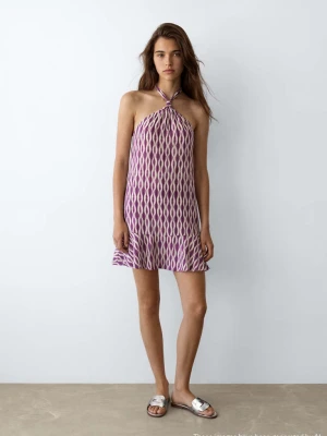Wzorzysta sukienka halter liliowy - Teen - - MANGO TEEN