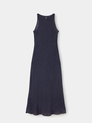 Sukienka typu halter w kratkę niebieski - Kobieta - MANGO