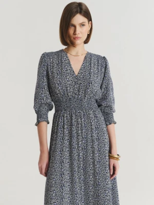 Wzorzysta sukienka midi z podkreśloną talią Greenpoint