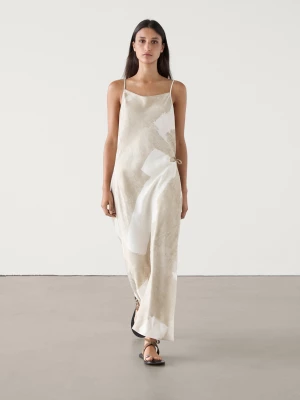 Długa Wzorzysta Sukienka Na Ramiączkach - Popielaty - - Massimo Dutti - Kobieta
