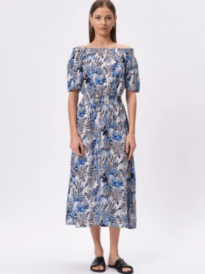 Wzorzysta sukienka z dekoltem carmen Greenpoint