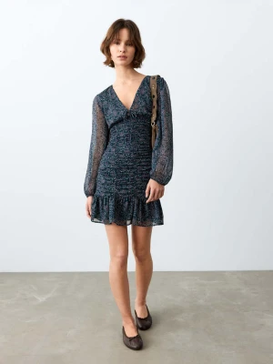 Wzorzysta sukienka z falbanami ciemnoniebieski - Dziewczyna - - MANGO TEEN