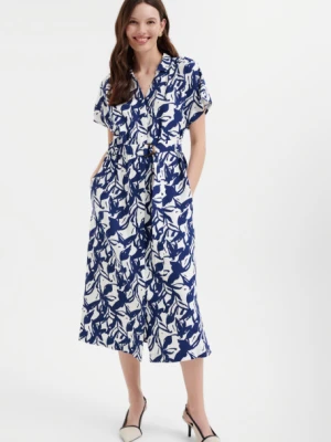 Wzorzysta sukienka z paskiem w talii Greenpoint