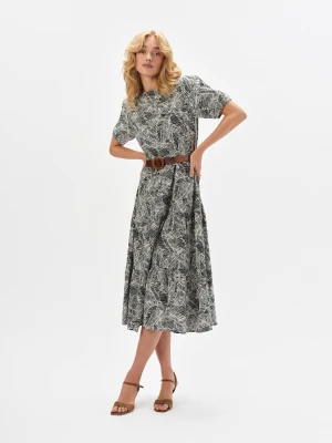 Wzorzysta sukienka z paskiem w talii Top Secret